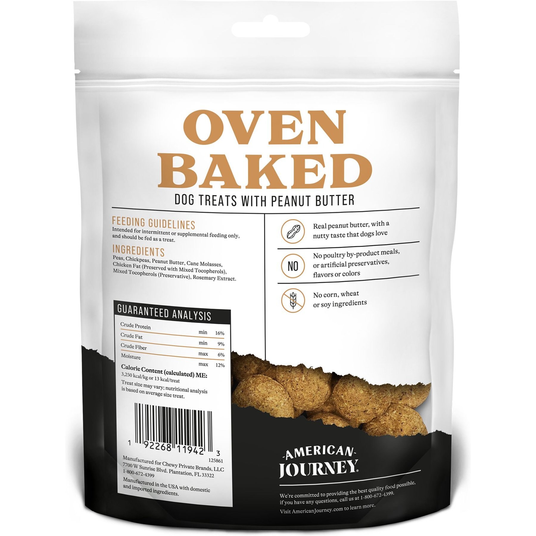 American Journey Peanut Butter Recipe Grain-Free Oven Baked Crunchy Biscuit Dog Treats