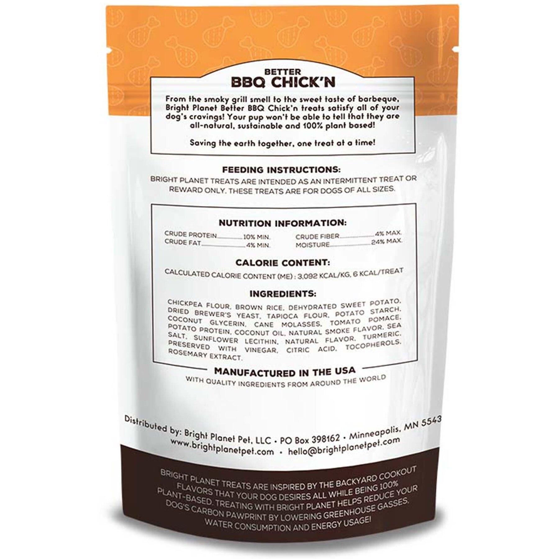 Bright Planet Pet Better BBQ Chick'n Plant-Based Dog Treats, 6-oz bag