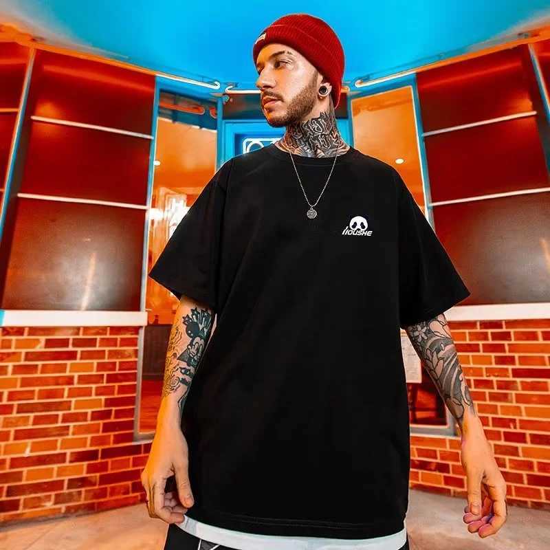 Men's T-Shirts M-8XL Oversized Tshirts Cute Black and White Panda Printed Short Slved T-shirt for Mens 2024 New Loose Top Y240420