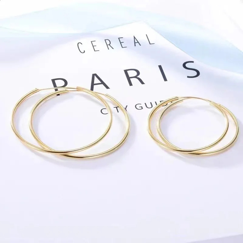 Real 18K gold hoop earrings pure solid AU750 minimalist earrings exquisite jewelry gifts for women 241121