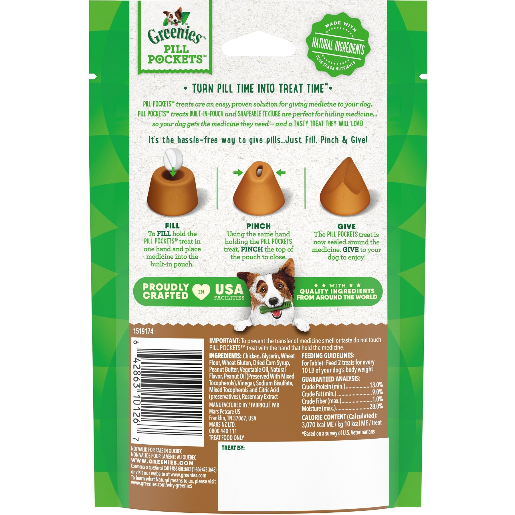 Greenies Pill Pockets Canine Real Peanut Butter Flavor Dog Treats