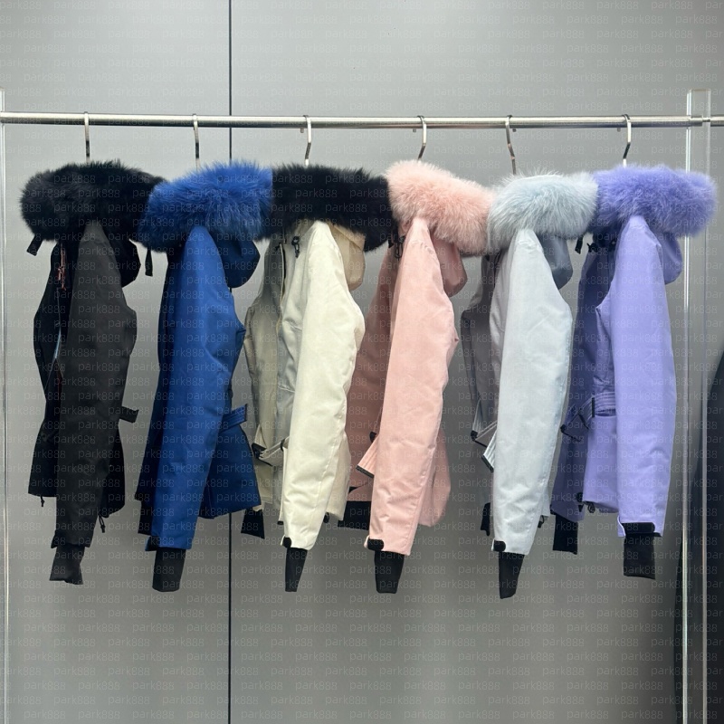 (Order by pic in opt, not by desc) New Fashion Clothing Outdoor taped-seam down jacket with a belt Extra-large fox fur collar.