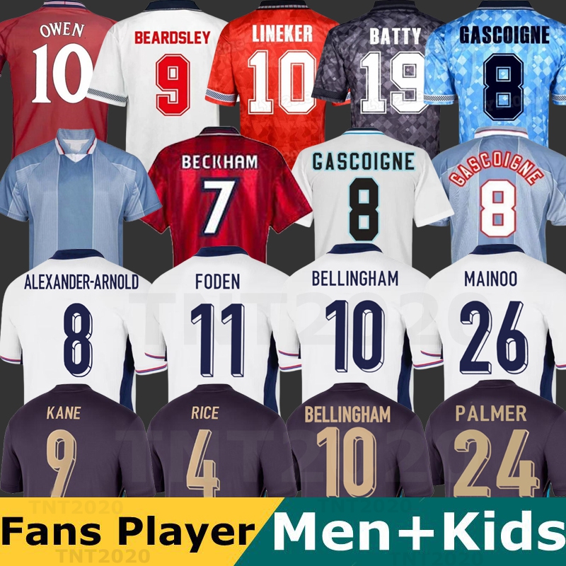 GASCOIGNE SOUTHGATE ENGLANDs Retro Soccer Jerseys 90 96 Euro SHEARER OWEN 98 Kids Vintage shirts ROONEY GERRARD LAMPARD 2000 02 04 06 Football Kit 2002 2006 1998