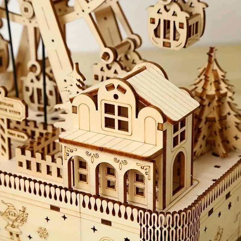 New Arrival Music Ferris Wheel 3D Three-dimensional Puzzle Wooden Building Model Ornament AssemblyAdult Creative Assembly EducXJ241120