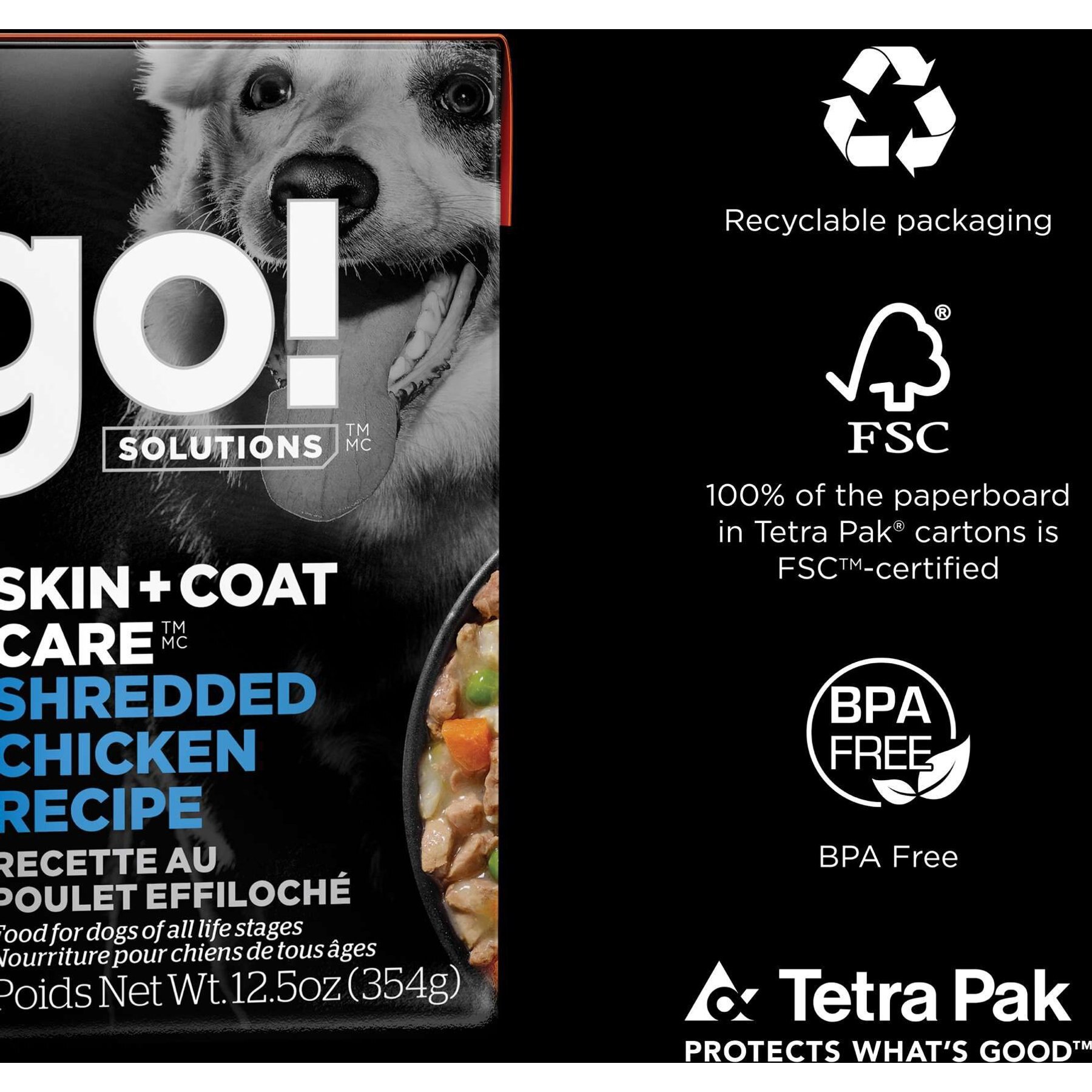 Go! Solutions Skin + Coat Care Shredded Chicken Dog Food