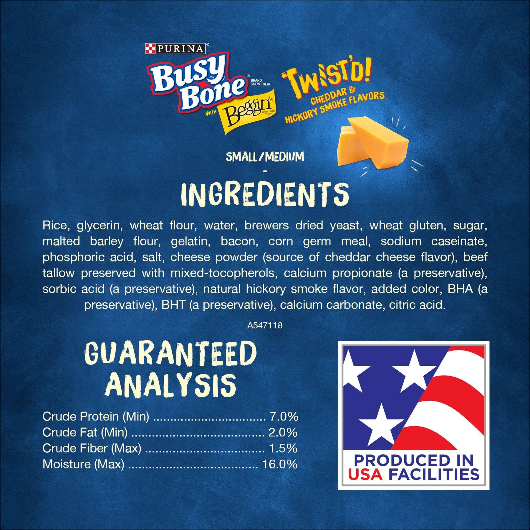 Busy Bone with Beggin' Twist'd! Long-Lasting Cheddar & Hickory Smoke Small/Medium Dog Treat