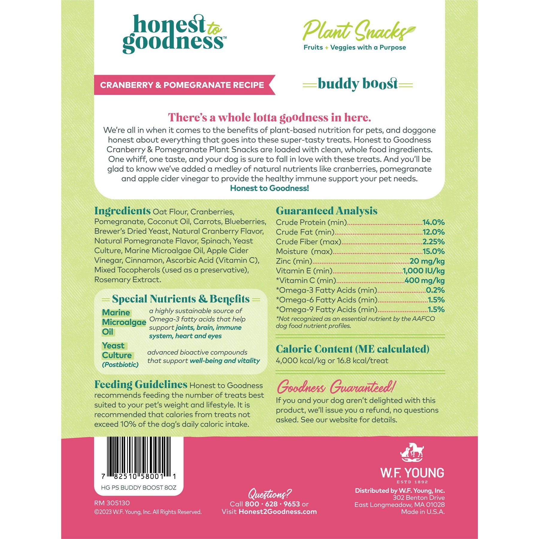 Honest To Goodness Plant Snacks Buddy Boost Cranberry & Pomegranate Dog Treats, 8-oz bag