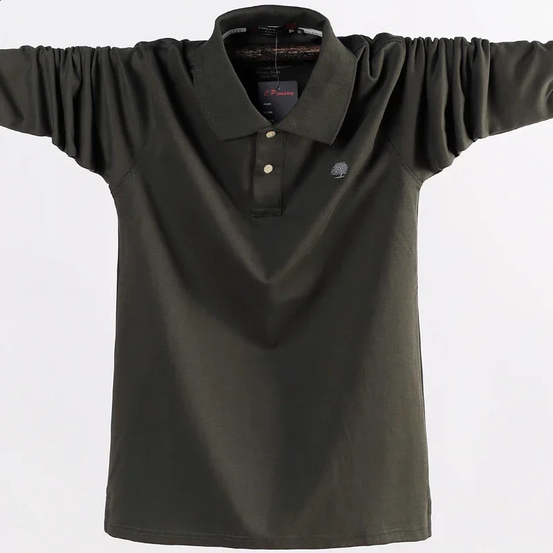 Autumn Men Polo Shirt Mens Business Work Cotton Male Top Tees Long Sleeve Turndown Collar Shirts Large Size 6XL 241120