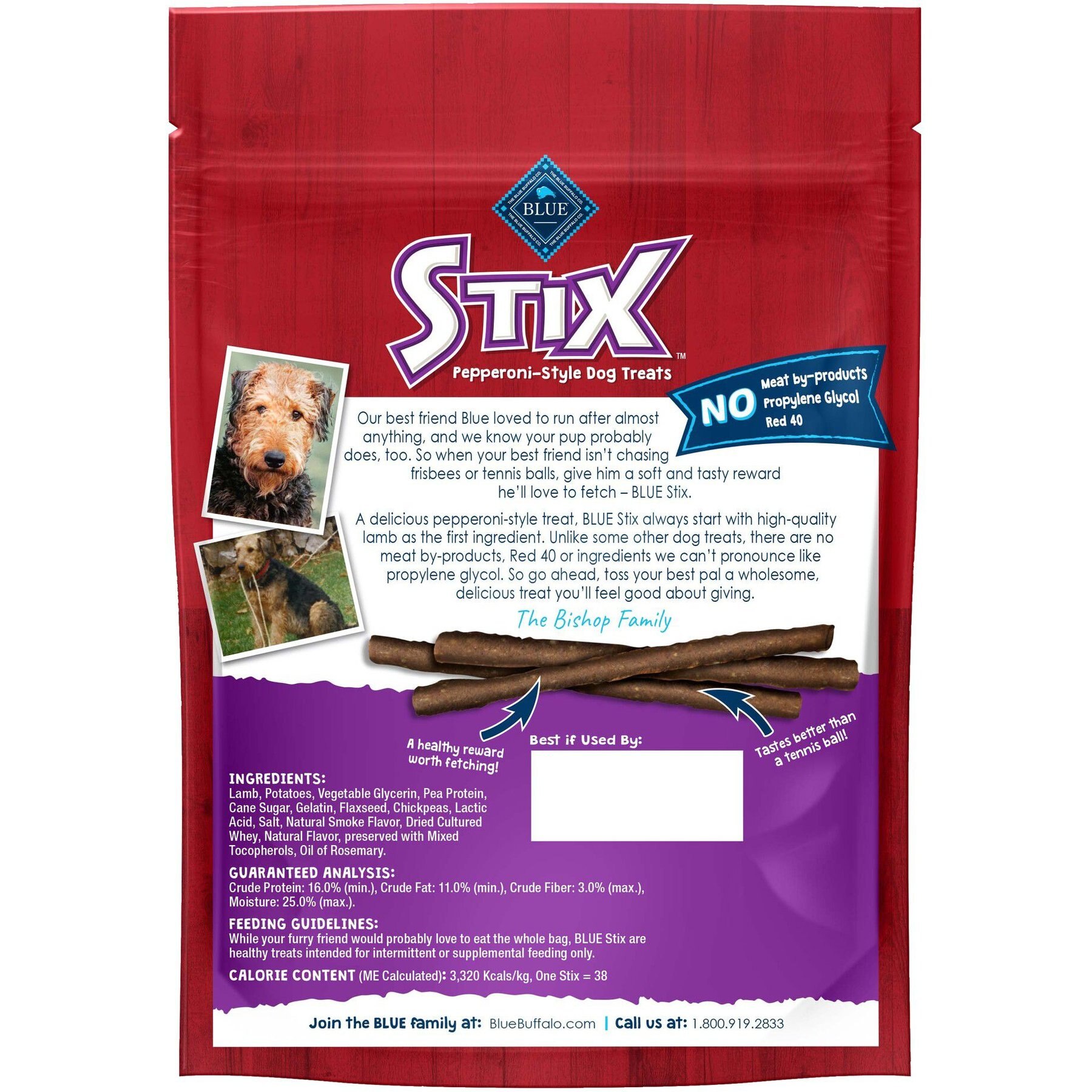 Blue Buffalo Blue Stix Lamb Recipe Pepperoni-Style Dog Treats