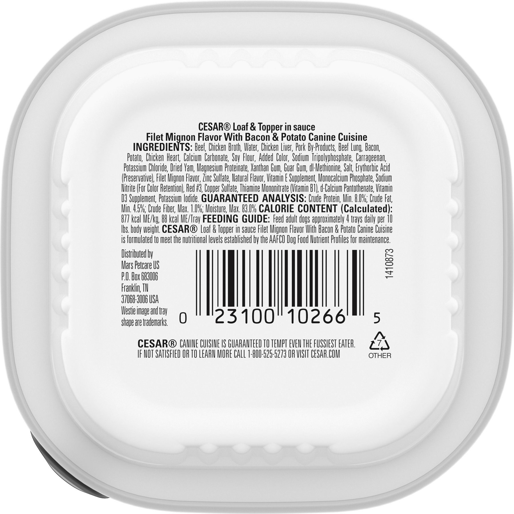 Cesar Loaf & Topper in Sauce Filet Mignon Flavor with Bacon & Potato Grain-Free Small Breed Adult Wet Dog Food Trays