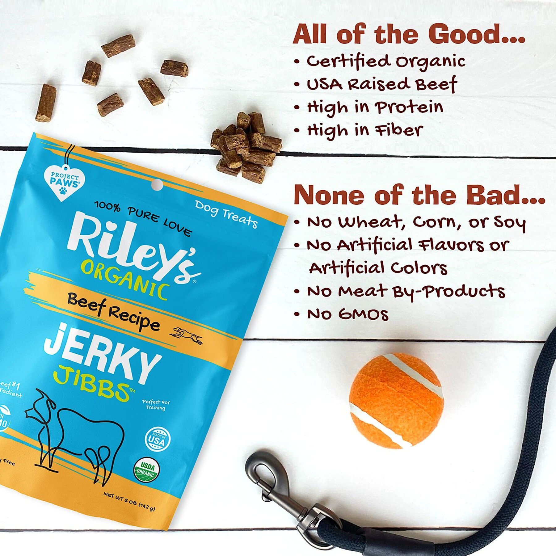 Riley's Jerky Jibbs Beef Recipe Dog Treats, 5-oz pouch