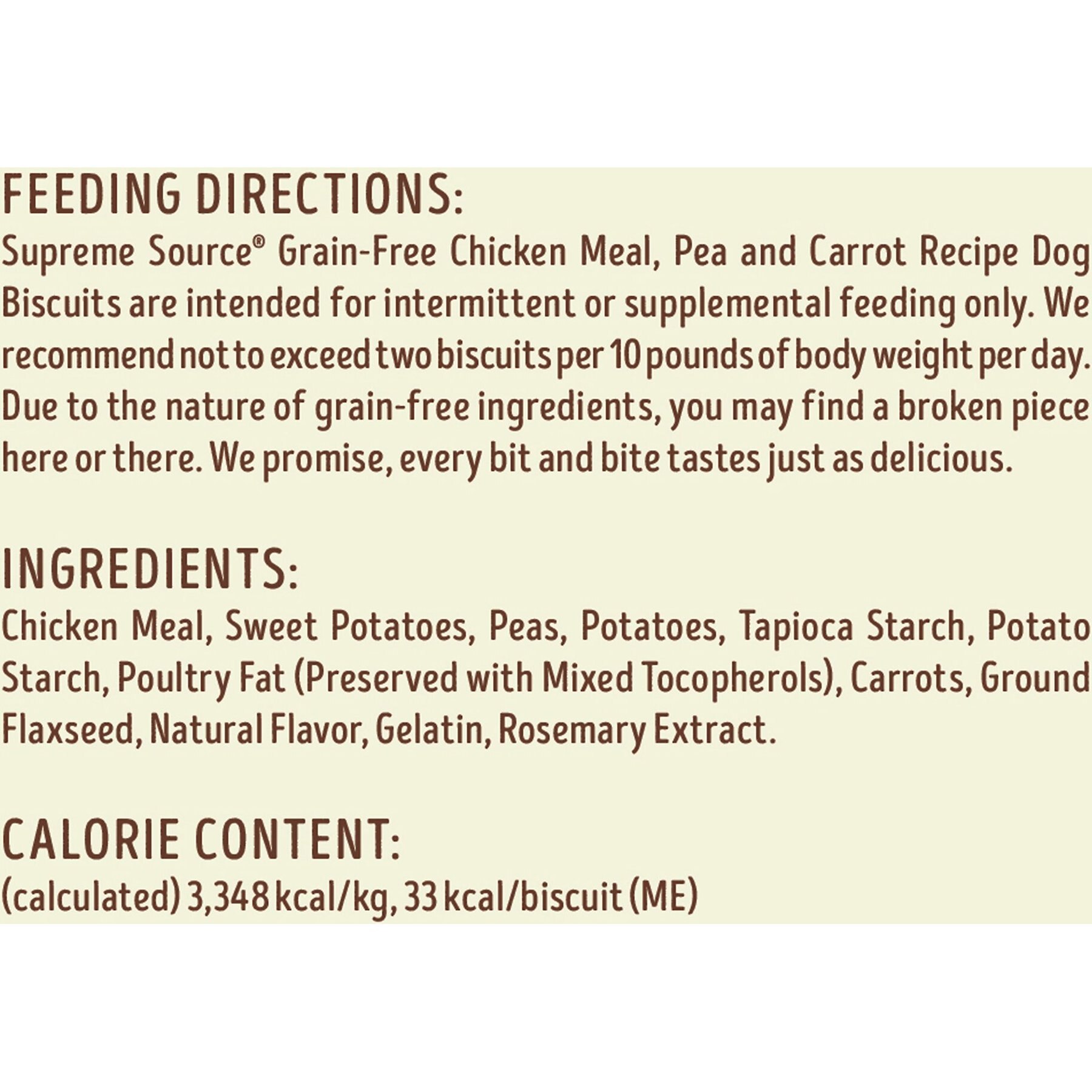 Supreme Source Grain-Free Chicken Meal, Pea & Carrot Biscuits Dog Treats