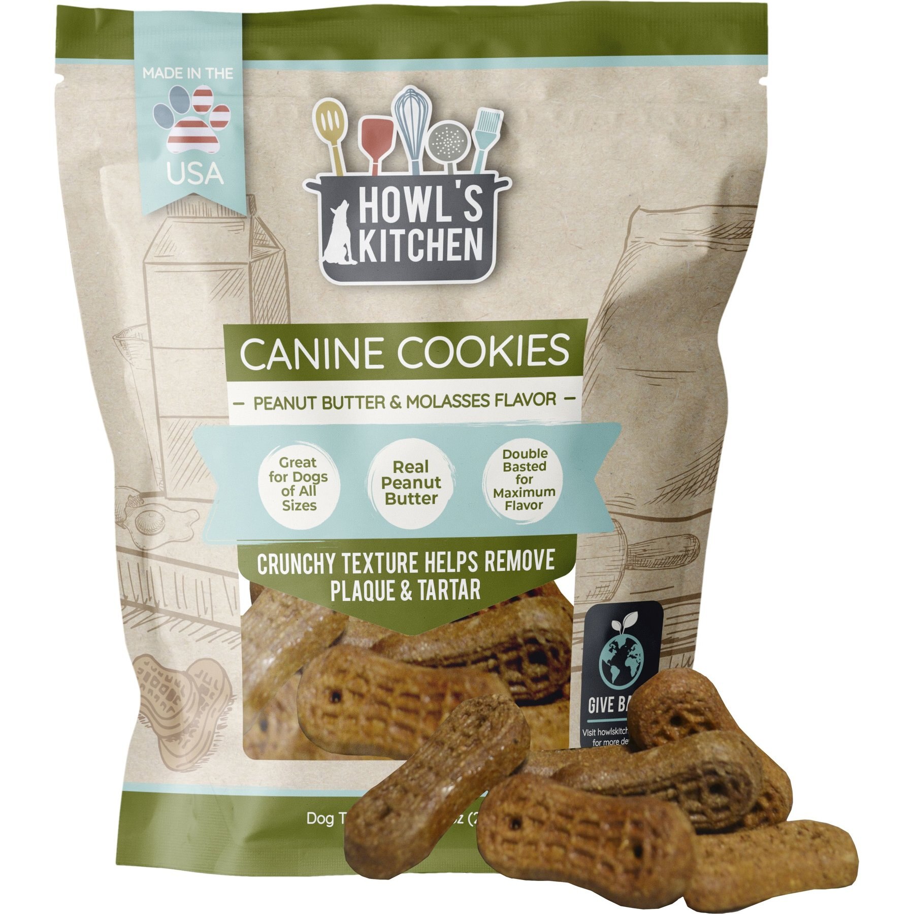 Howl's Kitchen Canine Cookies Peanut Butter & Molasses Flavor Dog Treats