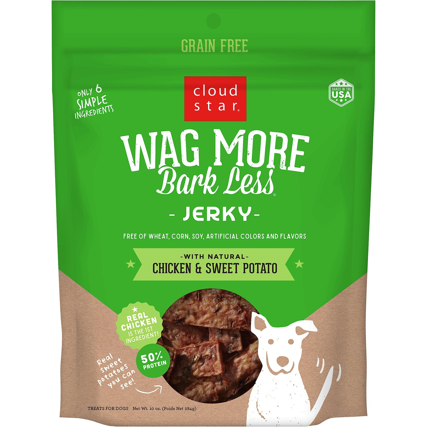 Cloud Star Wag More Bark Less Chicken & Sweet Potato Recipe Grain-Free Jerky Dog Treats