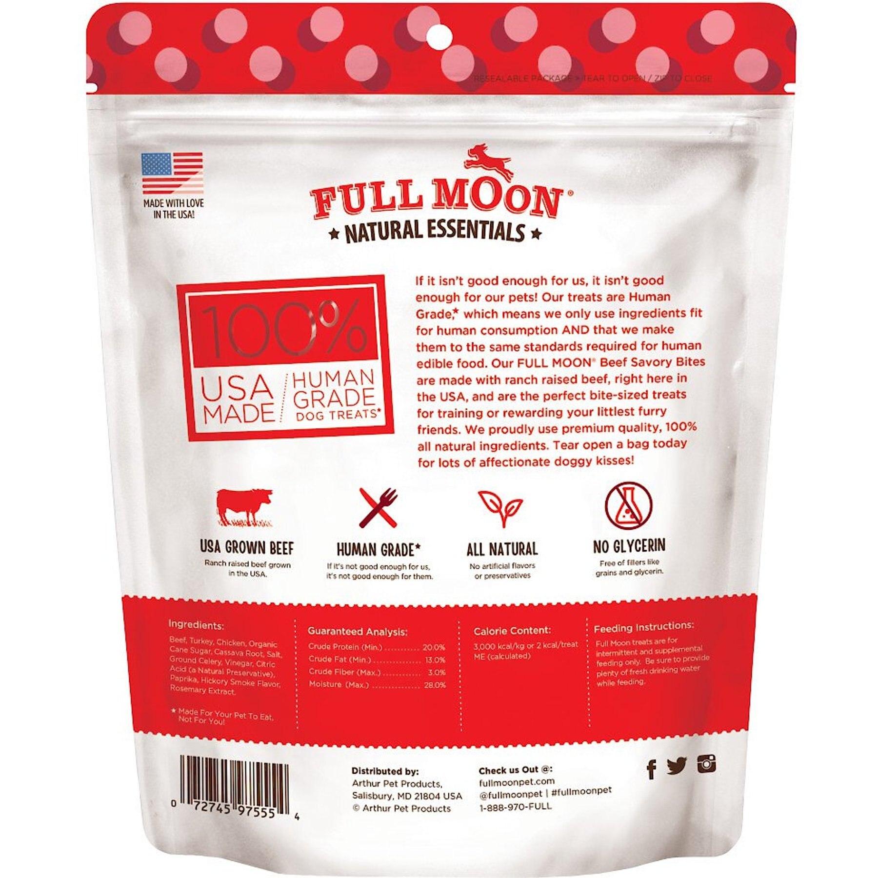 Full Moon All Natural Human Grade Beef Savory Bites Dog Treats, 14-oz bag