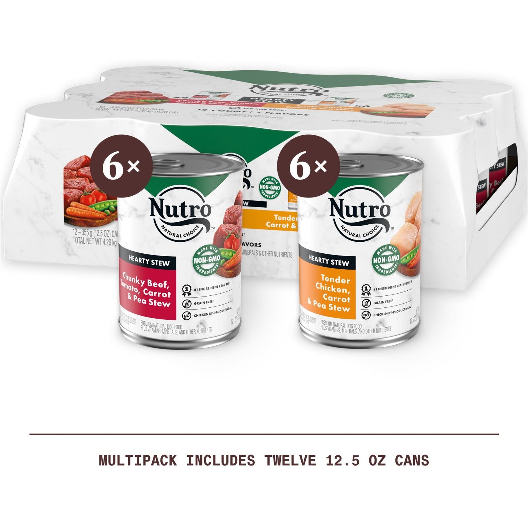 Nutro Hearty Stew Variety Pack Chunky Beef, Tomato, Carrot & Pea Stew & Tender Chicken Adult Wet Dog Food