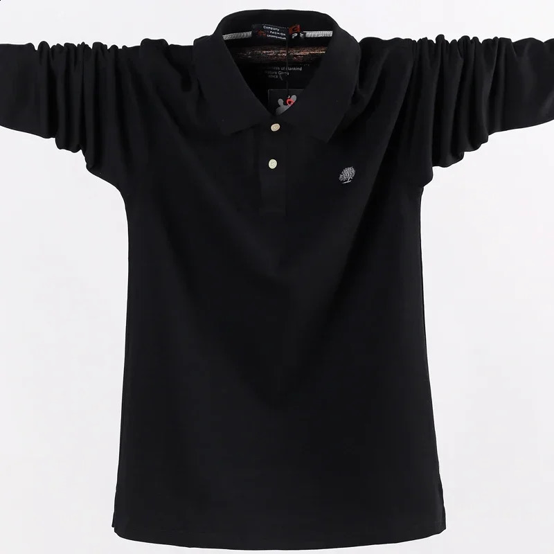 Autumn Men Polo Shirt Mens Business Work Cotton Male Top Tees Long Sleeve Turndown Collar Shirts Large Size 6XL 241120