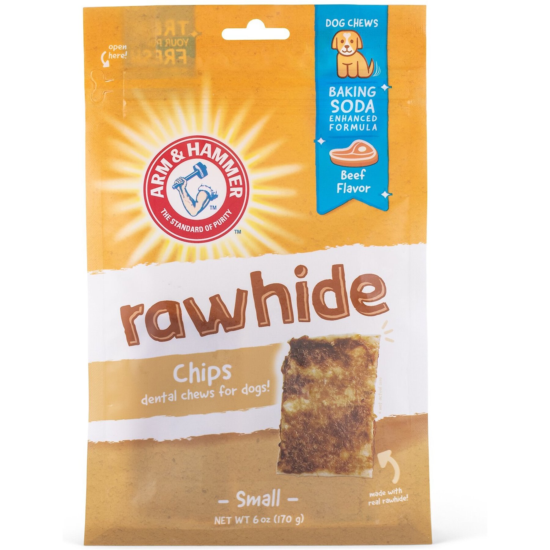 Arm & Hammer Products Small Beef Coated Rawhide Chips, 6-oz bag