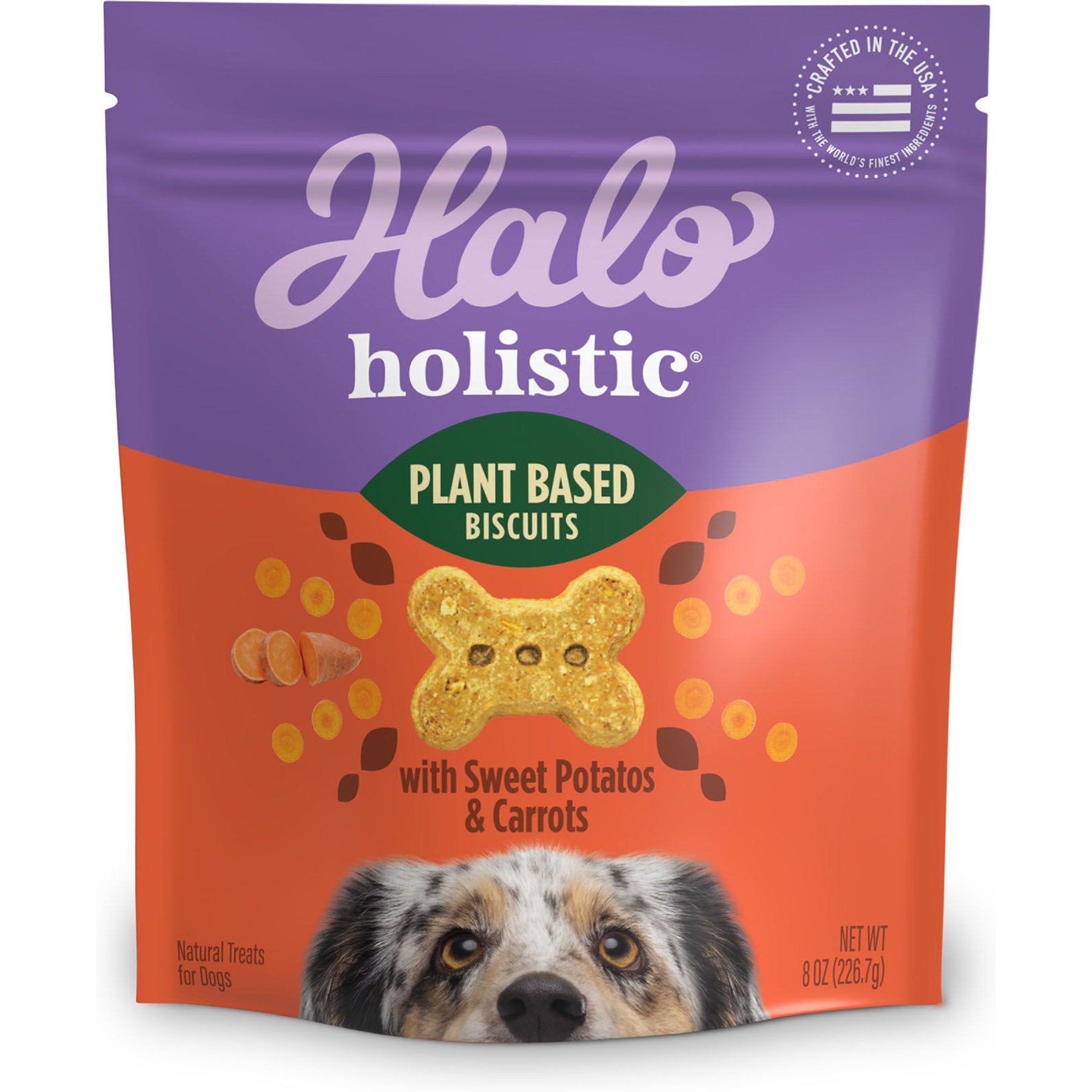 Halo Plant-Based Dog Treats with Sweet Potato & Carrots, Vegan Dog Treats
