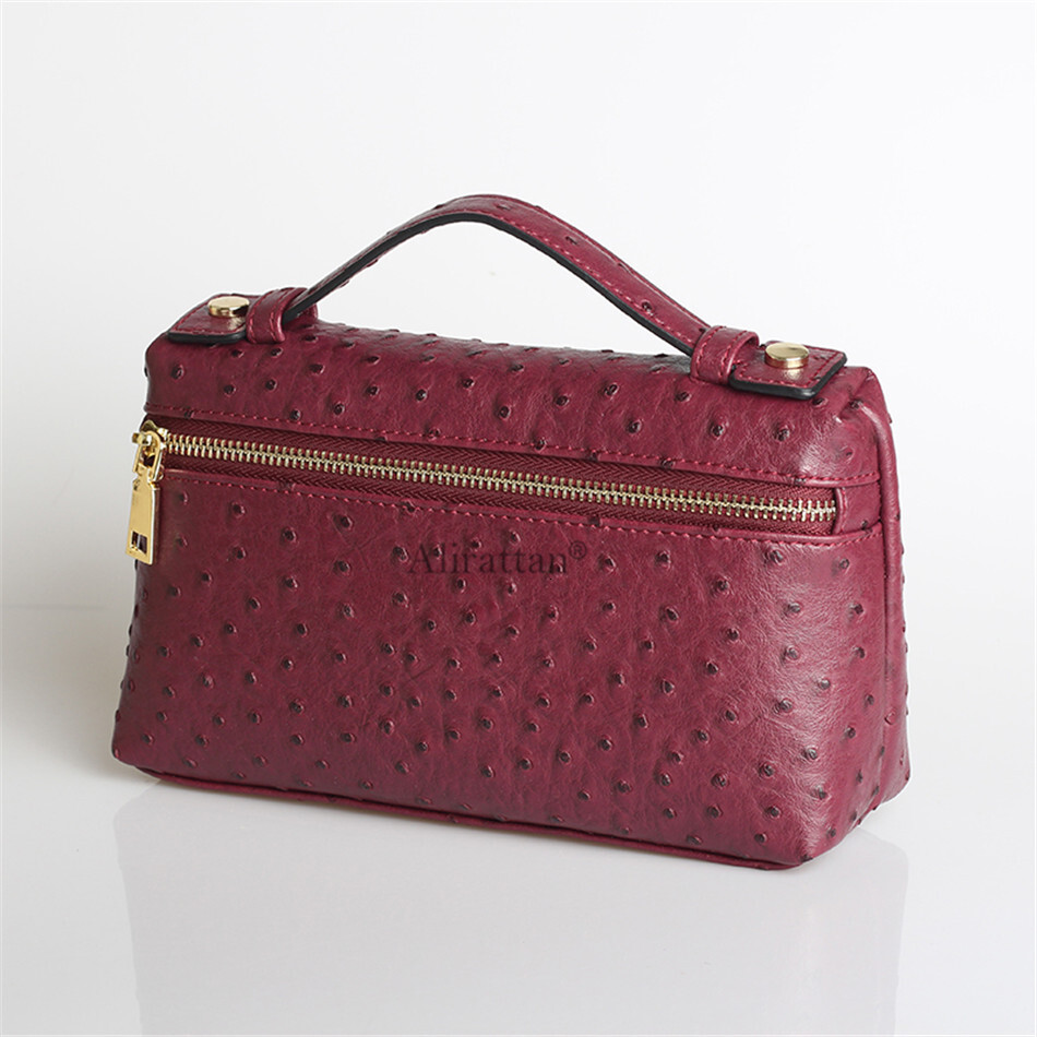 Alirattan New PU Leather For Women Fashion Designer Ostrich Pattern Handbag Custom Party Makeup Clutch Bag