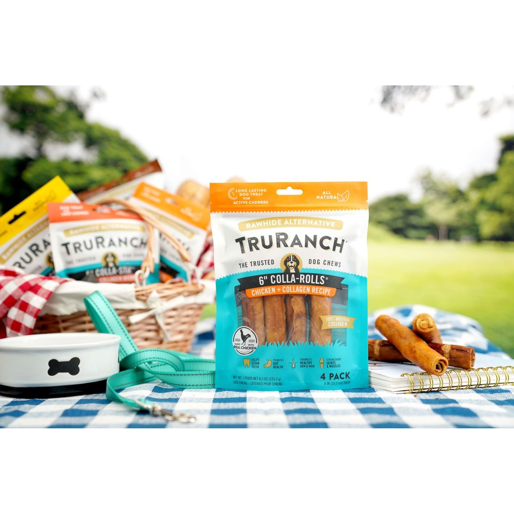 TruRanch Chicken Collagen Roll Hard Chew Dog Treats, 6-in, 4 count