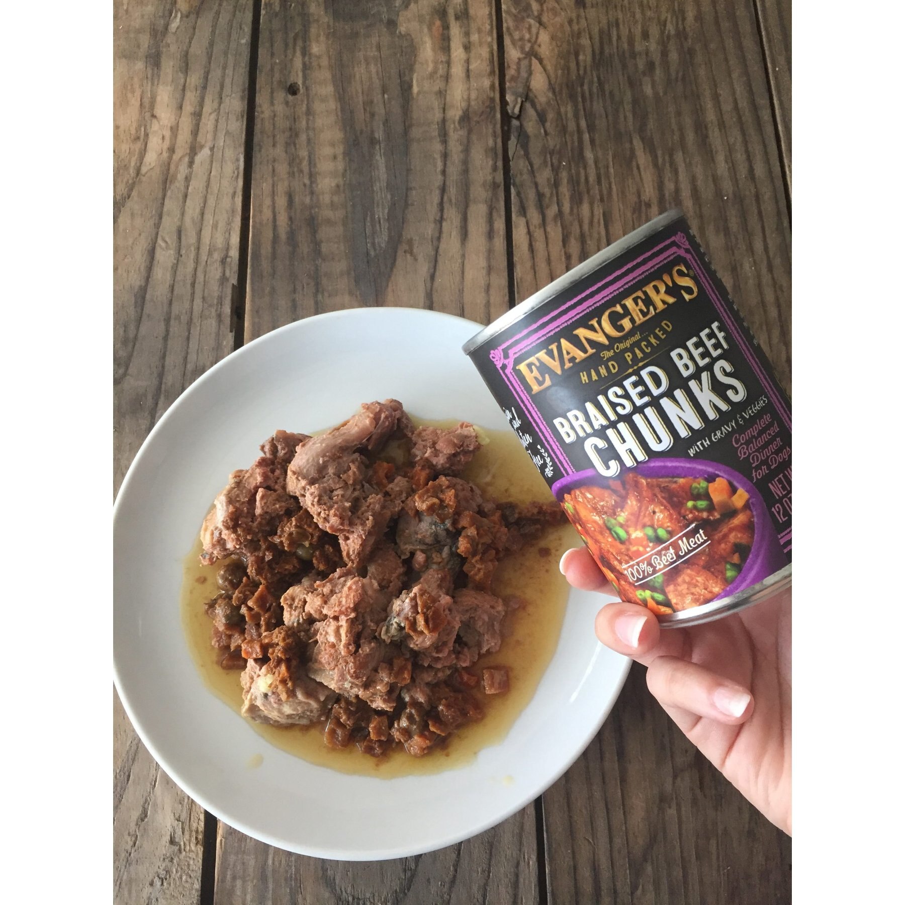 Evanger's Grain-Free Hand Packed Braised Beef Chunks with Gravy Canned Dog Food