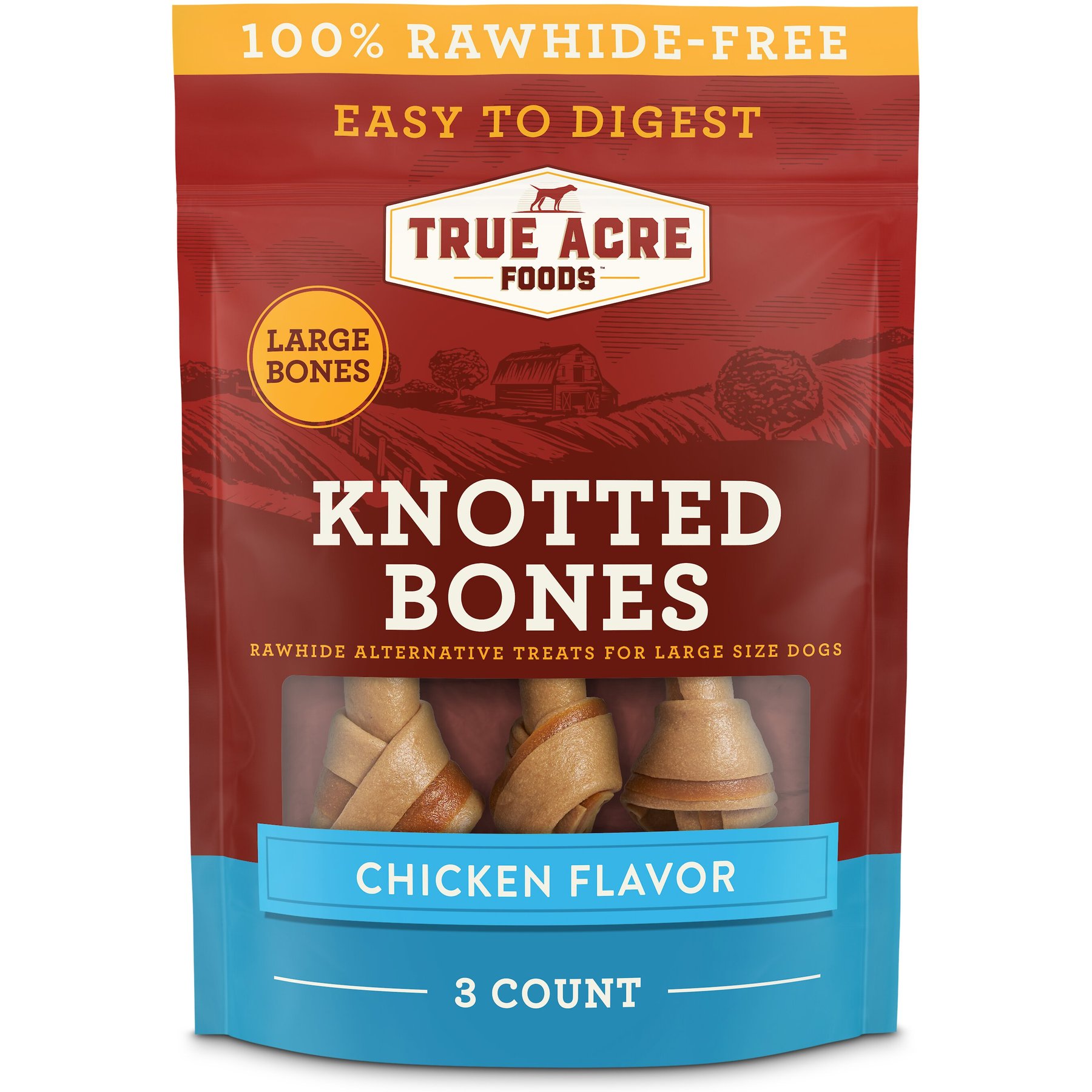 True Acre Foods, Rawhide-Free, Knotted Bones, with Natural Chicken Flavor Dog Treats