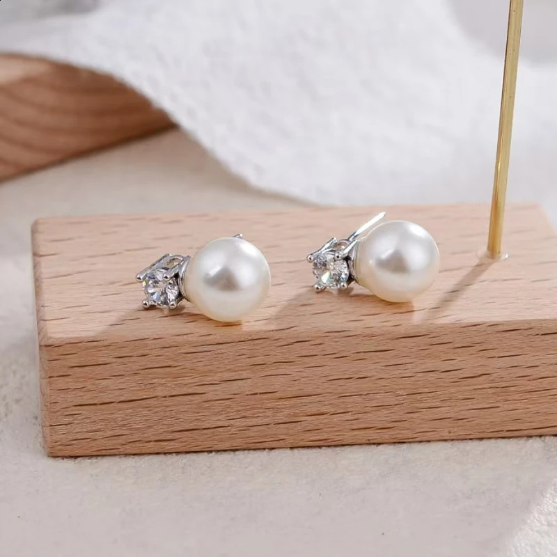 S925 pure silver high-quality crystal zircon pearl round pendant necklace diamond pendant necklace 241120