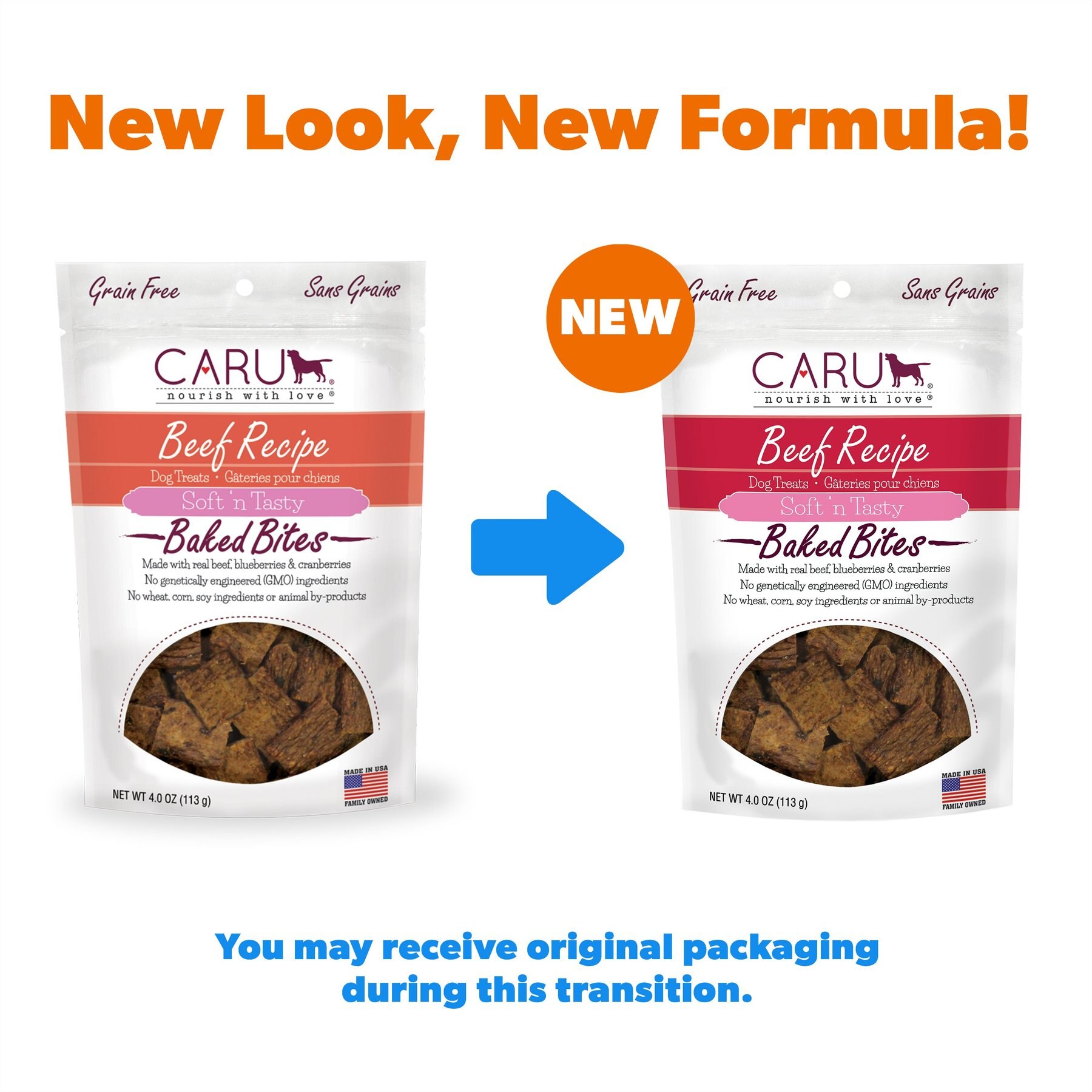 Caru Soft 'n Tasty Baked Bites Beef Recipe Grain-Free Dog Treats
