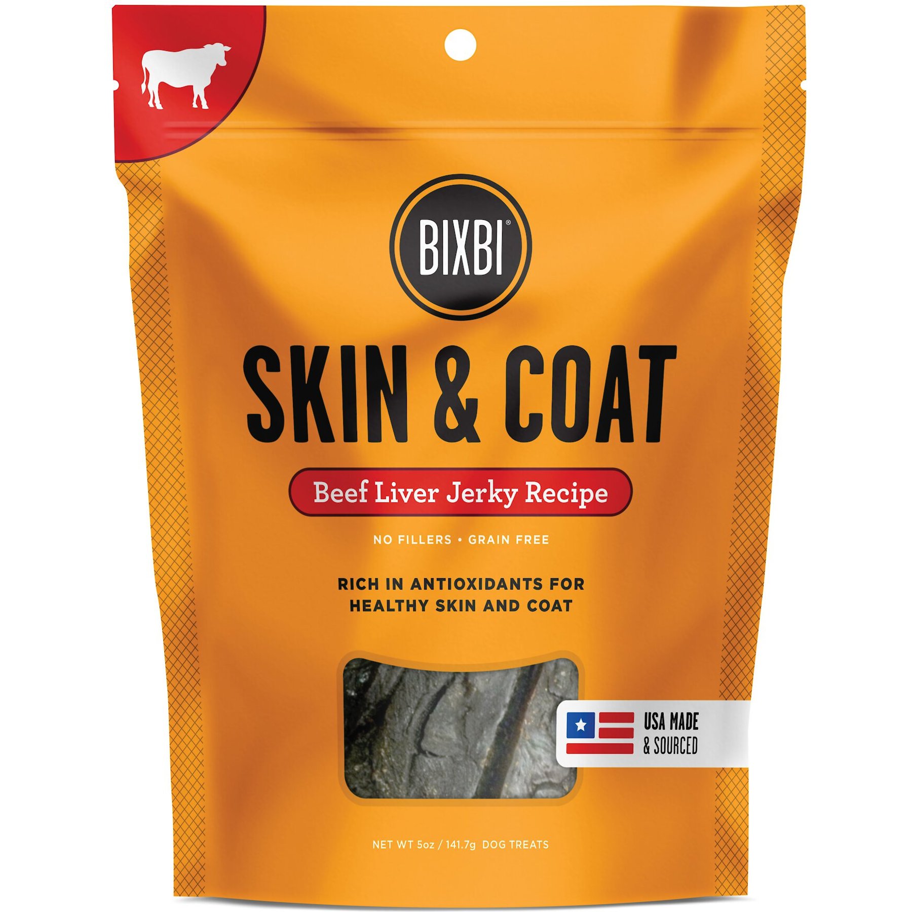 BIXBI Skin & Coat Beef Liver Jerky Dog Treats