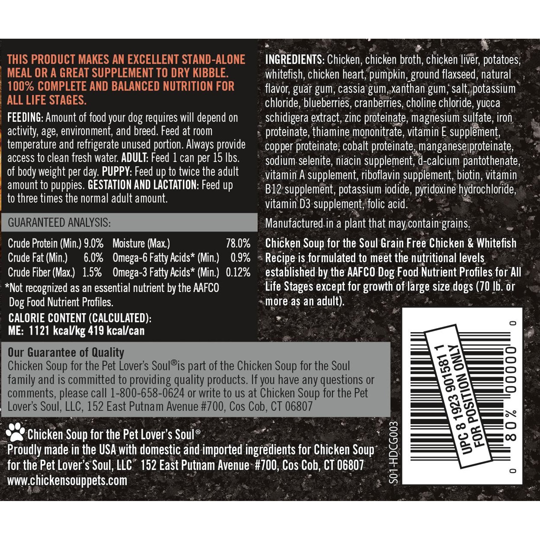 Chicken Soup for the Soul Chicken & Whitefish Recipe Grain-Free Canned Dog Food, 13-oz can, case of 12