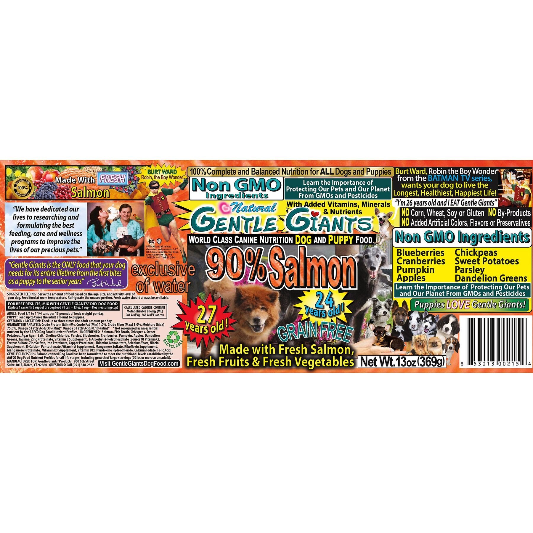 Gentle Giants Natural Non-GMO Puppy Grain-Free Salmon Wet Dog Food