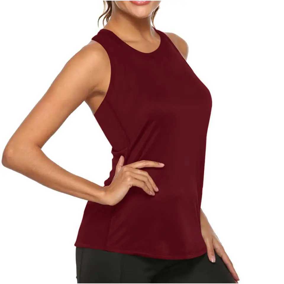 Summer Top Yoga Womens Sprots Top O-neck Sleeveless T-shirt Womens Yoga Vest Sprot Running Top Breathable Fitness TopXJ250410