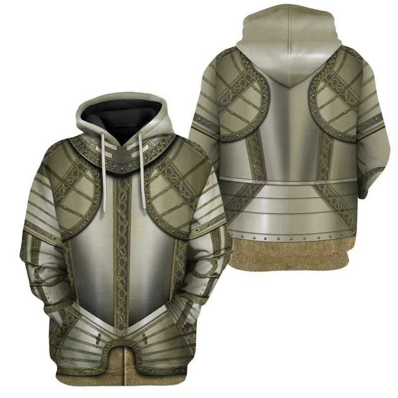 Medieval Templar graphic hoodie mens funny role-playing costume street clothing 3D printed uniform hoodie fashion hoodie Pulleys X241120