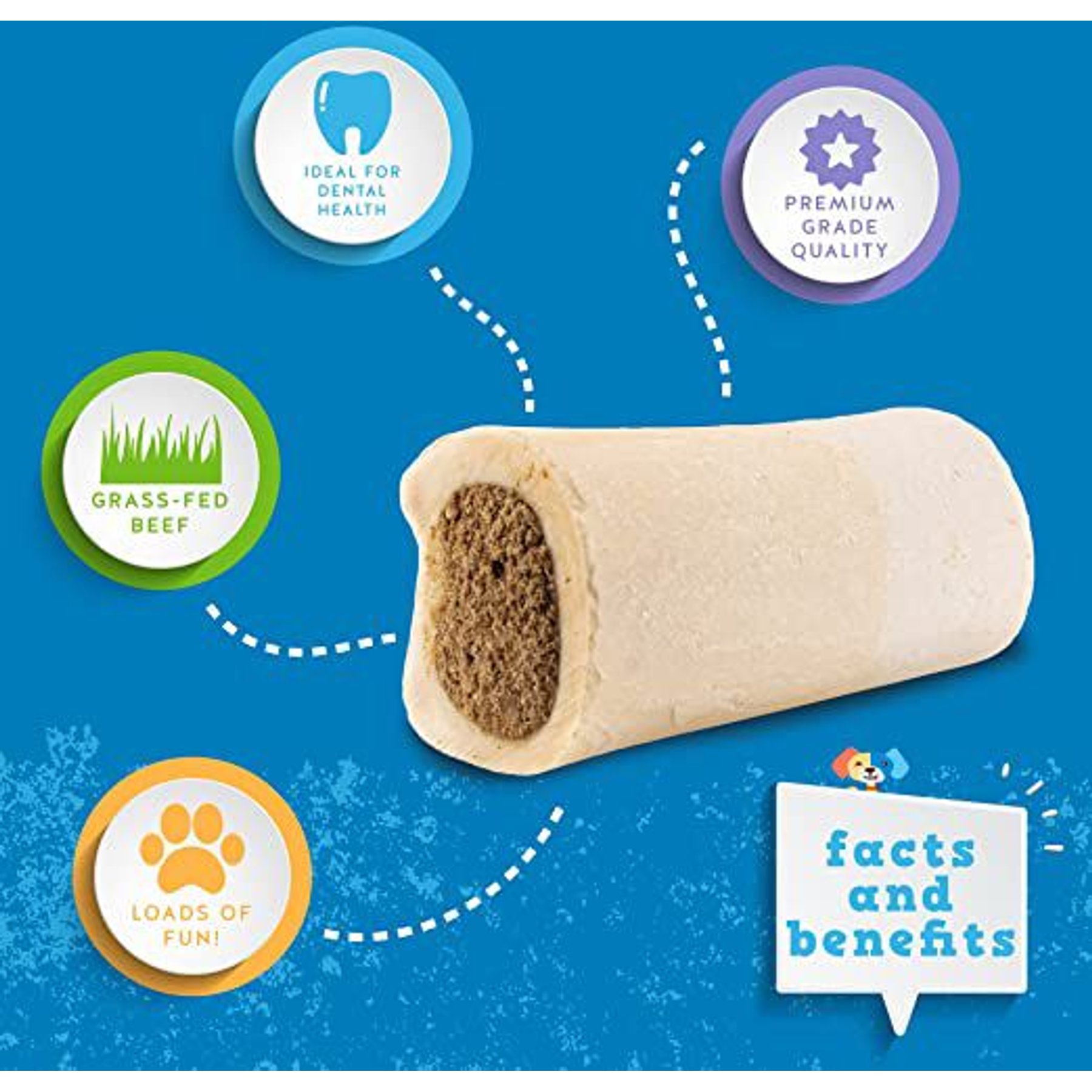 Jack & Pup Small Stuffed 3-4-in Bone Filled with Bully Stick Flavor Dog Treats, 2 count