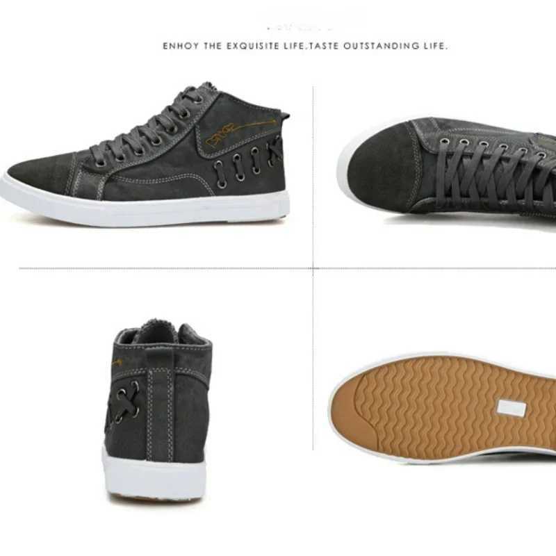 Mens canvas shoes new mens casual shoes high top vacuum shoes M flat lace sports shoes Zapatos Hbre M241120
