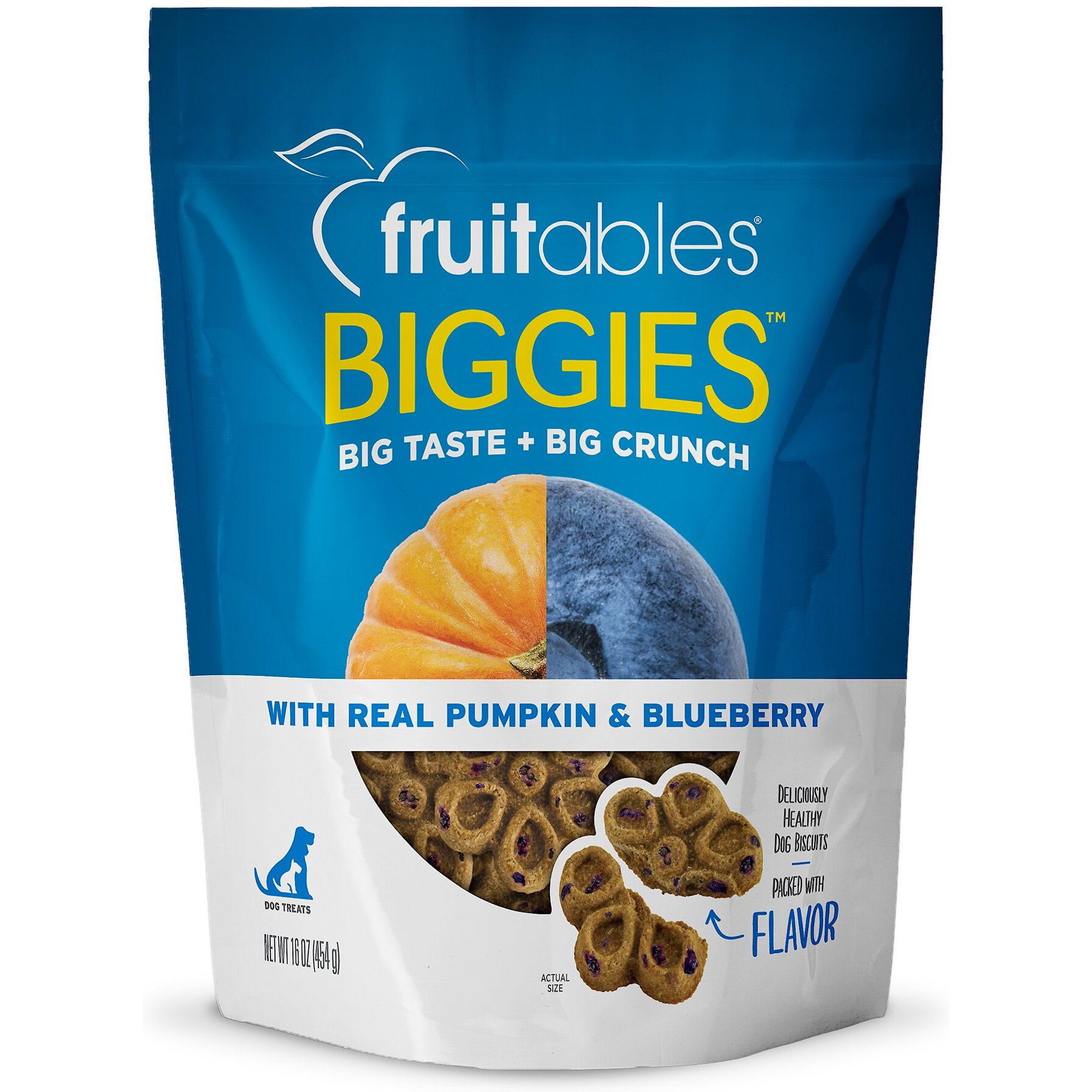 Fruitables Biggies with Real Pumpkin & Blueberry Dog Treats, 16-oz bag