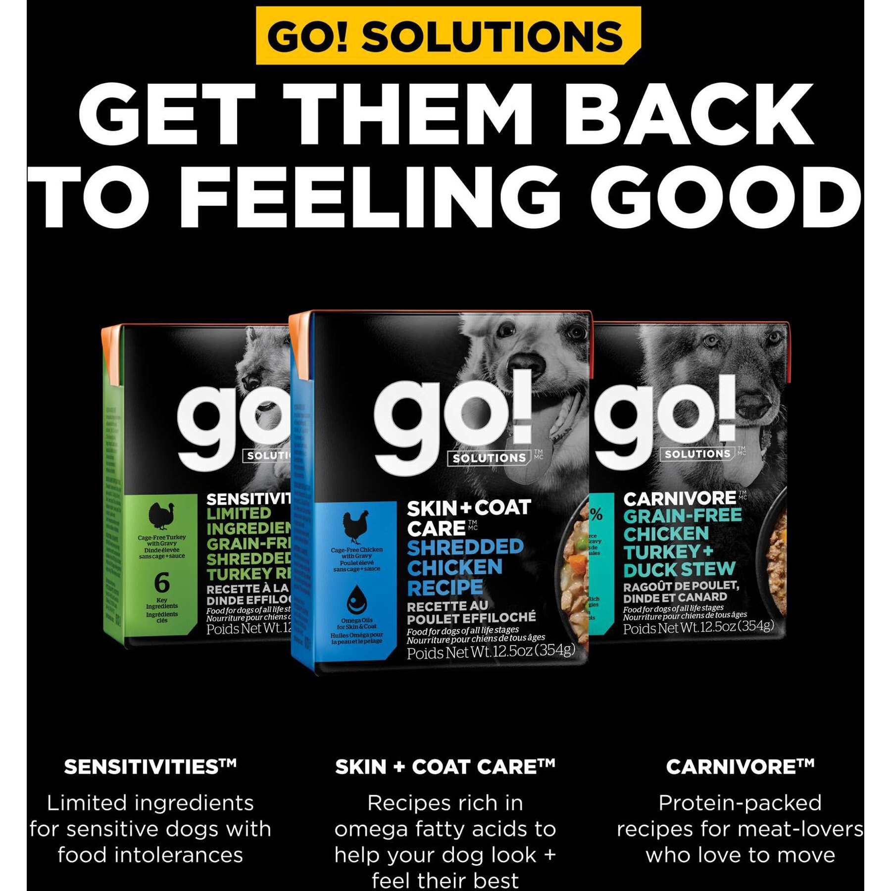 Go! Solutions Skin + Coat Care Shredded Chicken Dog Food