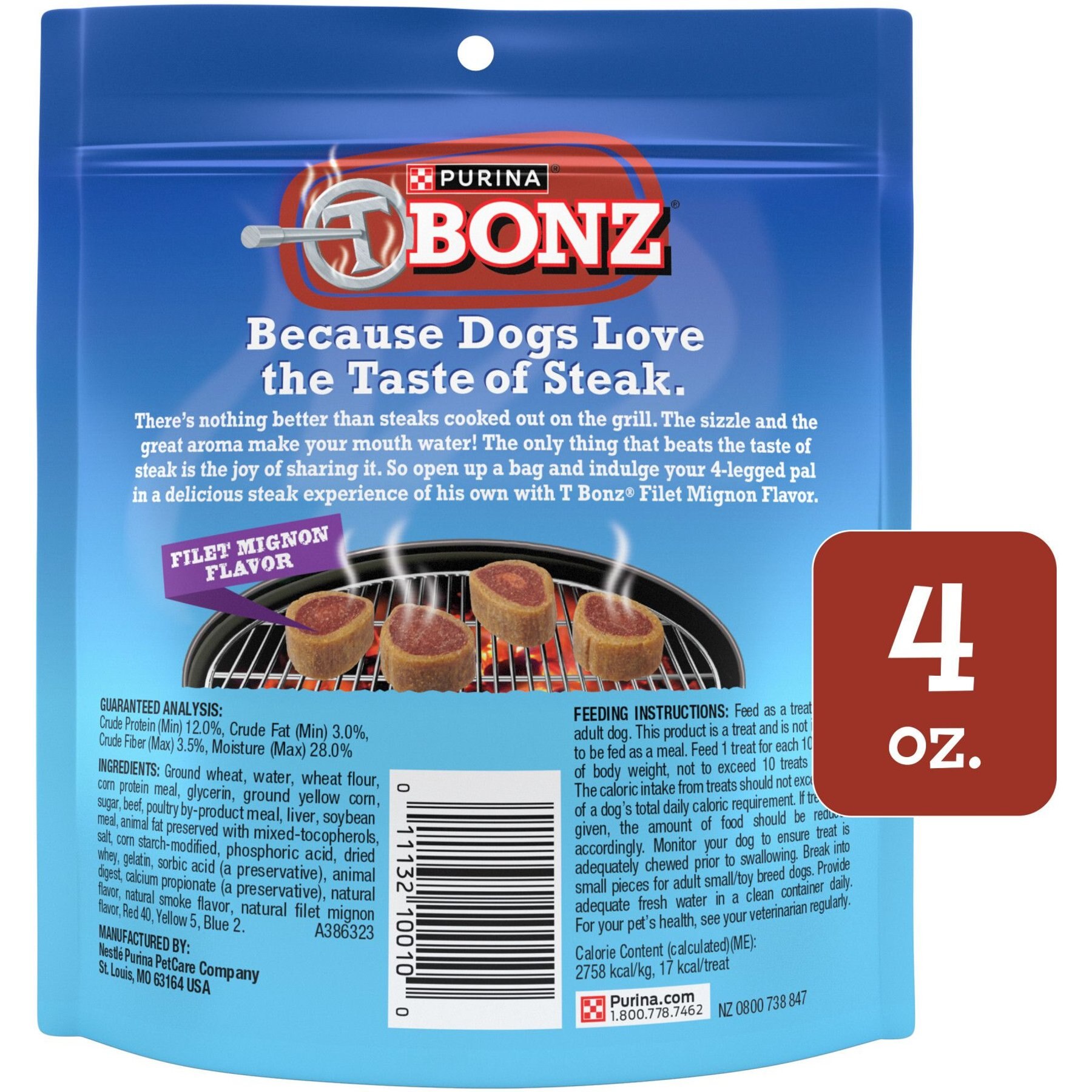 Purina TBONZ Filet Mignon Beef Flavor Steak Shaped Adult Soft & Chewy Dog Treats