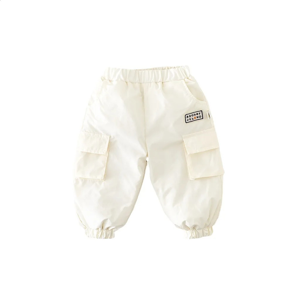 Autumn Winter Preschool Boy Pants Quilt Cover Solid Thick Warm Baby Cargo Loose Versatile Baby Boy Trouser 241121