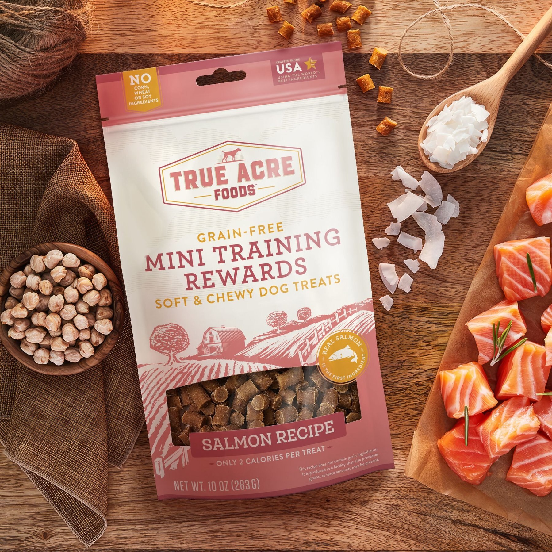 True Acre Foods Salmon Recipe Mini-Training Rewards Grain-Free Soft & Chewy Dog Treats