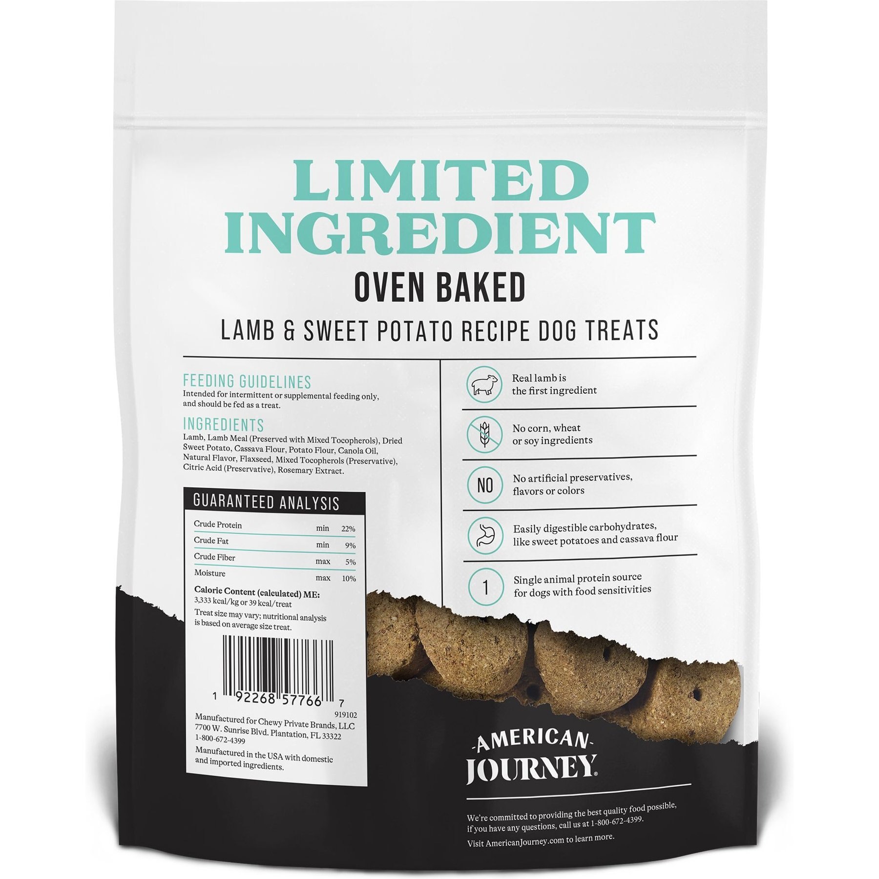 American Journey Lamb & Sweet Potato Recipe Limited Ingredient Dog Treats, 14-oz bag