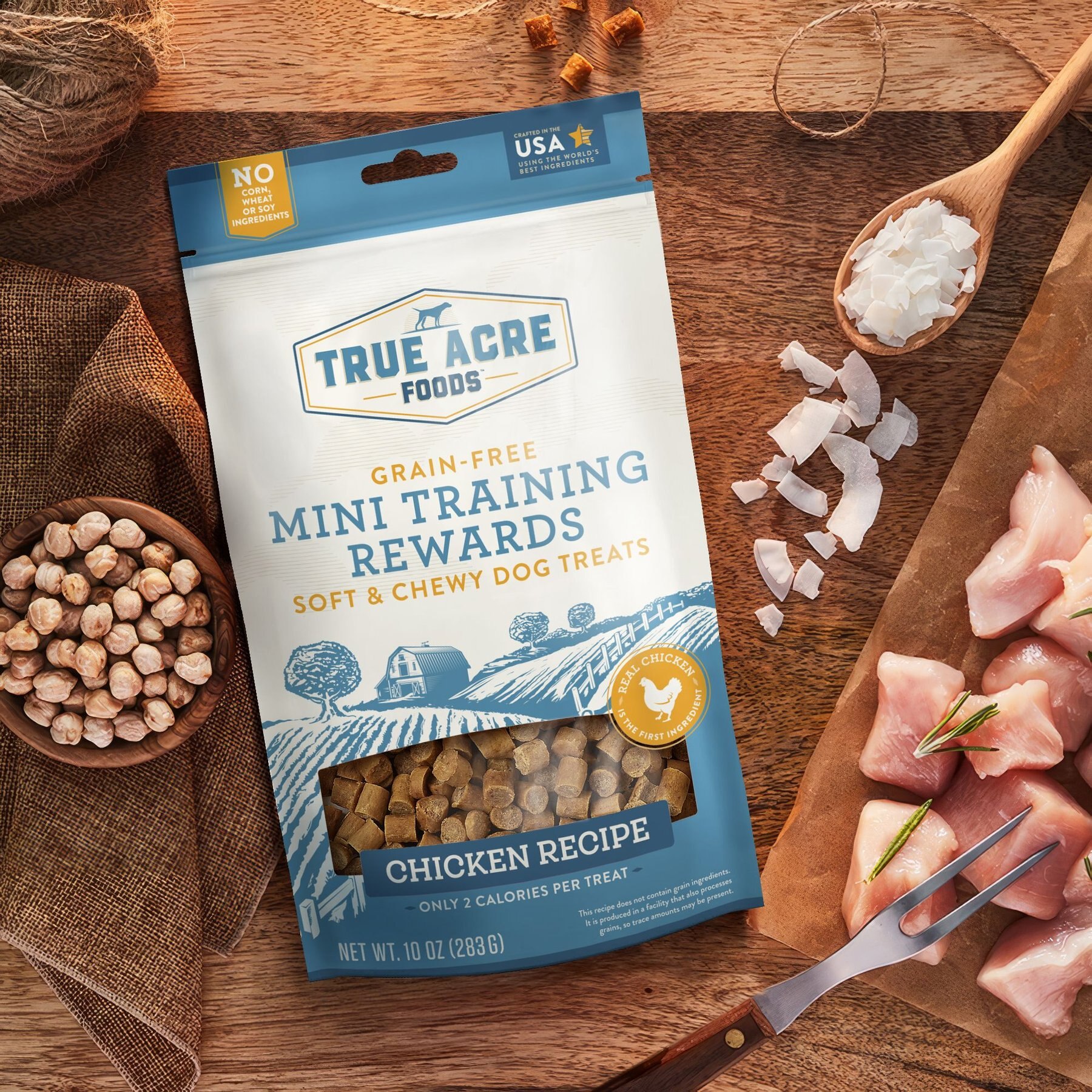True Acre Foods Chicken Recipe Mini-Training Rewards Grain-Free Soft & Chewy Dog Treats
