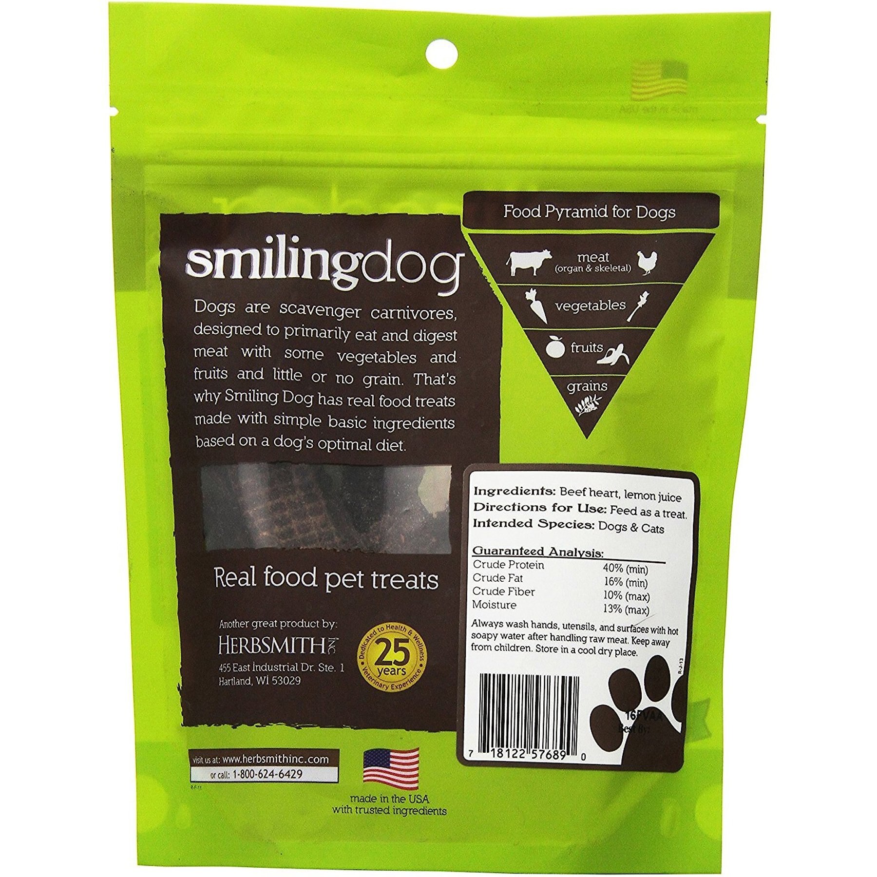 Herbsmith Smiling Dog Beef Heart Dry-Roasted Dog Treats