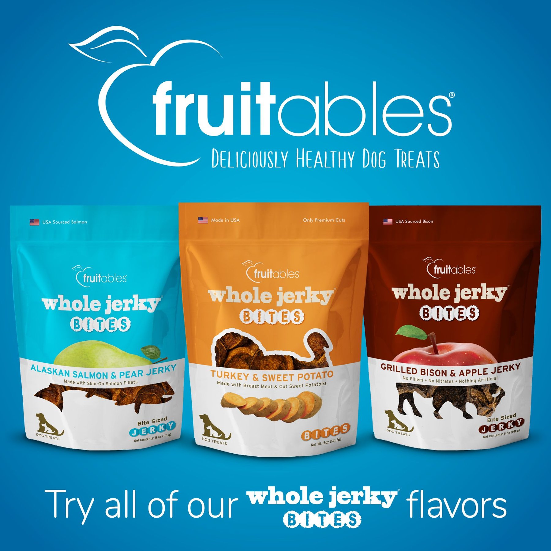 Fruitables Whole Jerky Bites Turkey & Sweet Potato Dog Treats