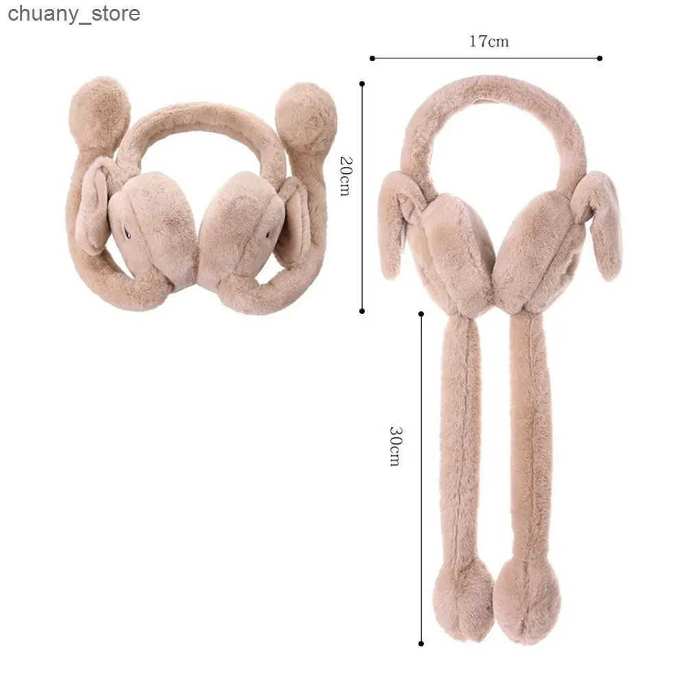 Ear Muffs Creative Cute Moving Rabbit Ears Earmuffs Student Couple Personality Cold Winter Plush Earmuffs Ear Warm Ear Muffs L240910