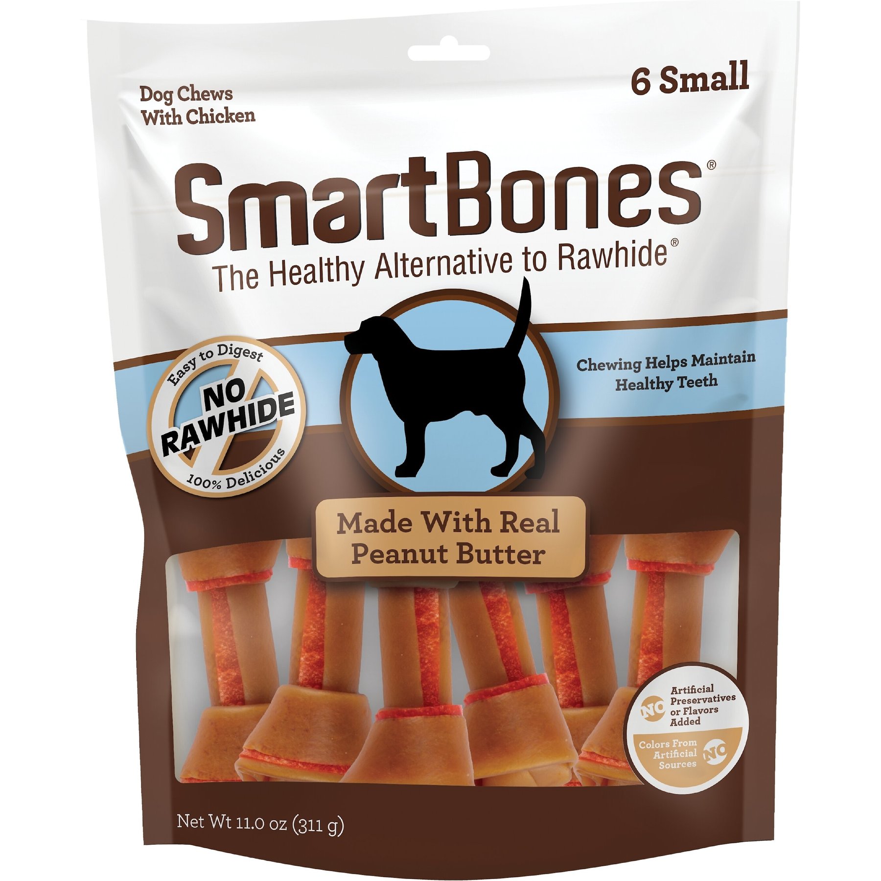 SmartBones Peanut Butter Small Chews Dog Treats, 6 count
