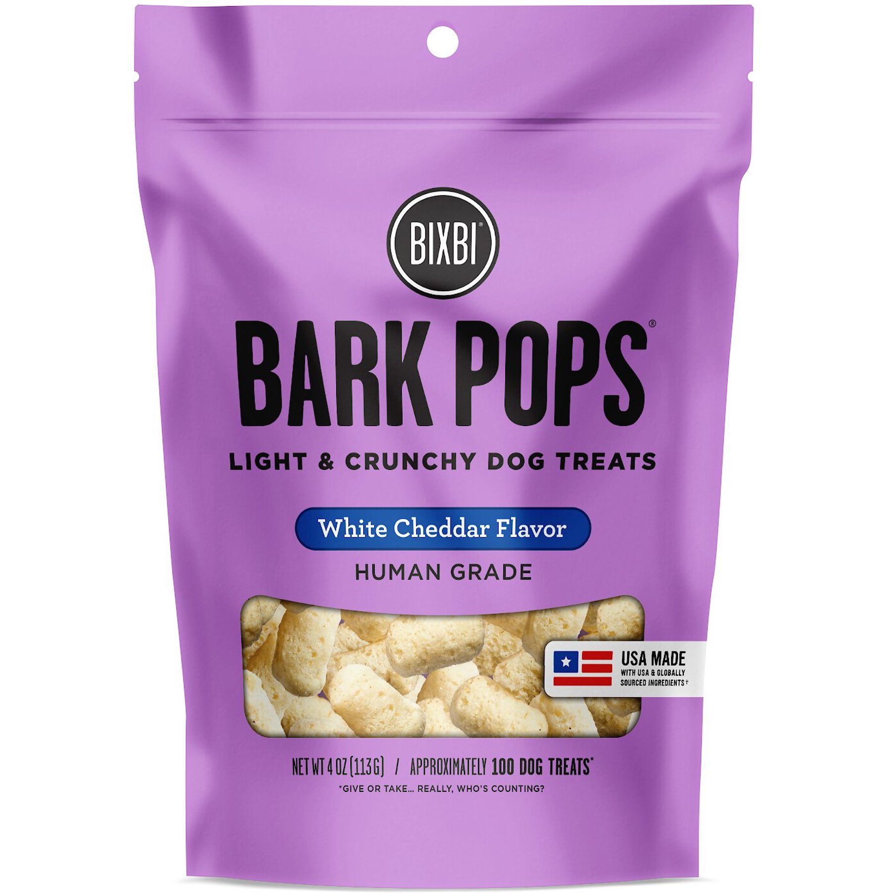 BIXBI Bark Pops Chicken-Free White Cheddar Flavor Light & Crunchy Dog Treats