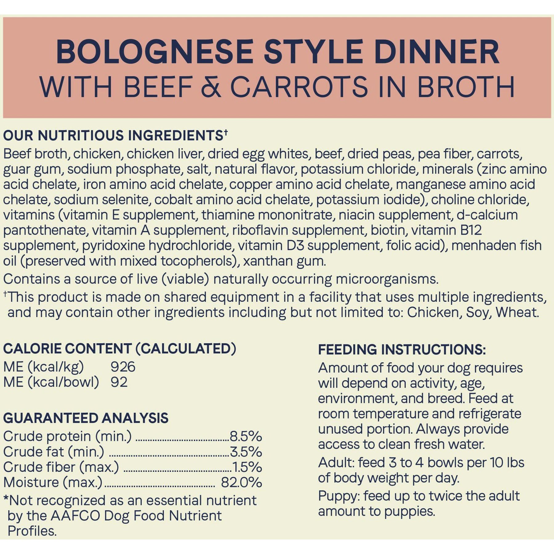 CANIDAE PURE Petite All Stages Small Breed Bolognese Style Dinner with Beef & Carrots Wet Dog Food Trays, 3.5-oz, case of 12