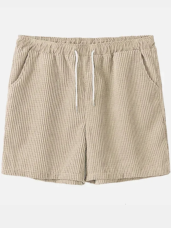 Men Outfit Set Autumn Mens Casual Loose Corduroy Short Sleeve Suit Shirt and Shorts 2 Sets Clothing 240409